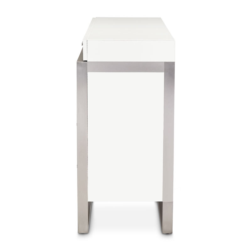 Michael Amini Marquee 8-Drawer Modern Wood and Glass Dresser in Cloud White