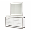Michael Amini Marquee 8-Drawer Dresser with Mirror in Cloud White