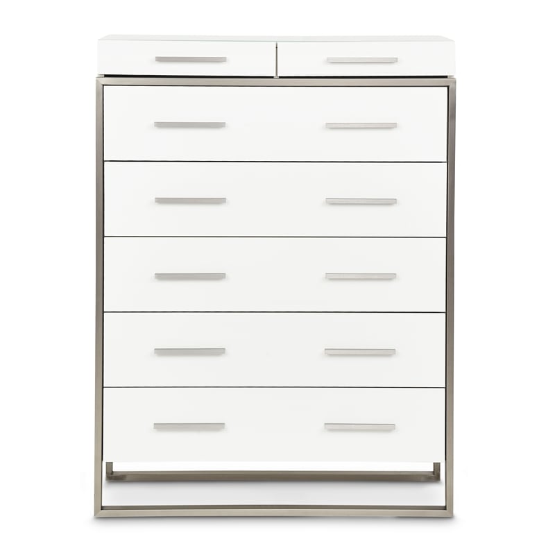 Michael Amini Marquee 7-Drawer Modern Chest in Cloud White