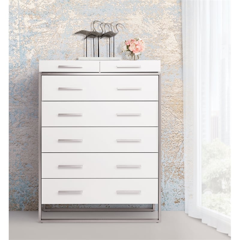 Michael Amini Marquee 7-Drawer Modern Chest in Cloud White