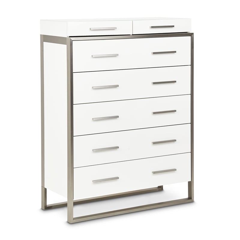 Michael Amini Marquee 7-Drawer Modern Chest in Cloud White
