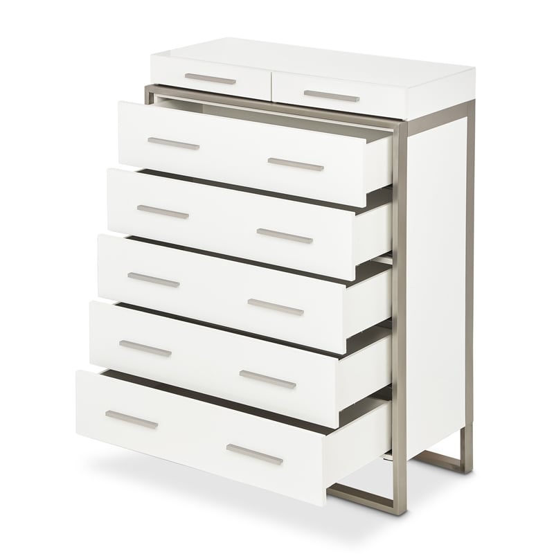 Michael Amini Marquee 7-Drawer Modern Chest in Cloud White
