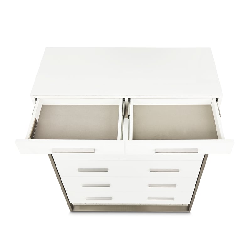 Michael Amini Marquee 7-Drawer Modern Chest in Cloud White