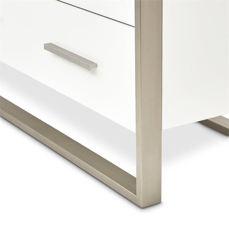 Michael Amini Marquee 7-Drawer Modern Chest in Cloud White