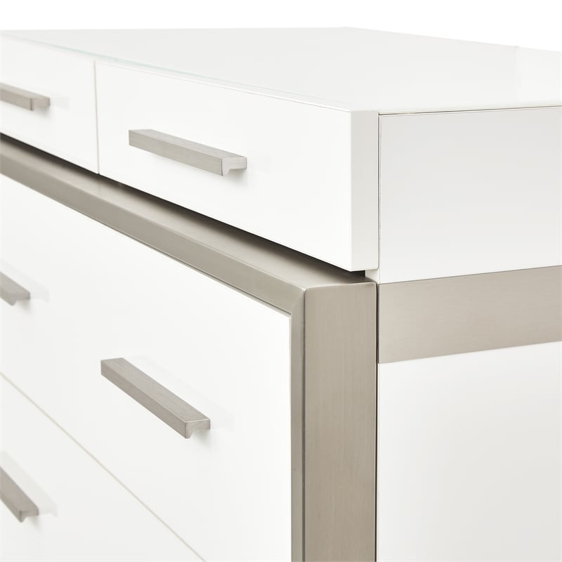Michael Amini Marquee 7-Drawer Modern Chest in Cloud White