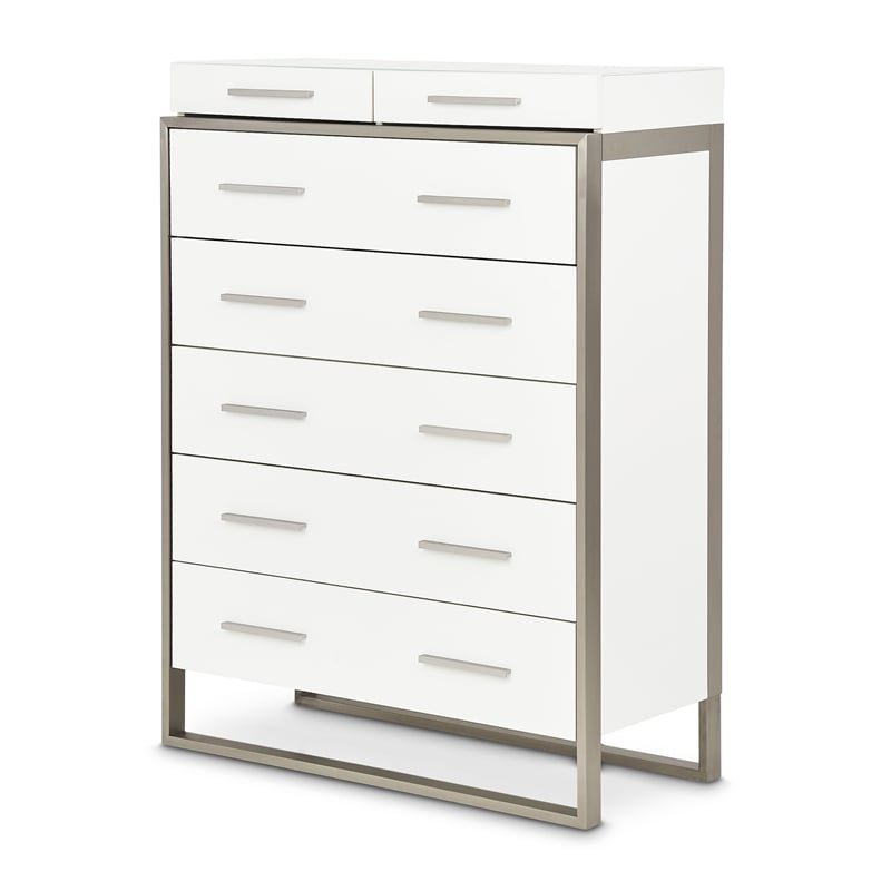 Michael Amini Marquee 7-Drawer Modern Chest in Cloud White