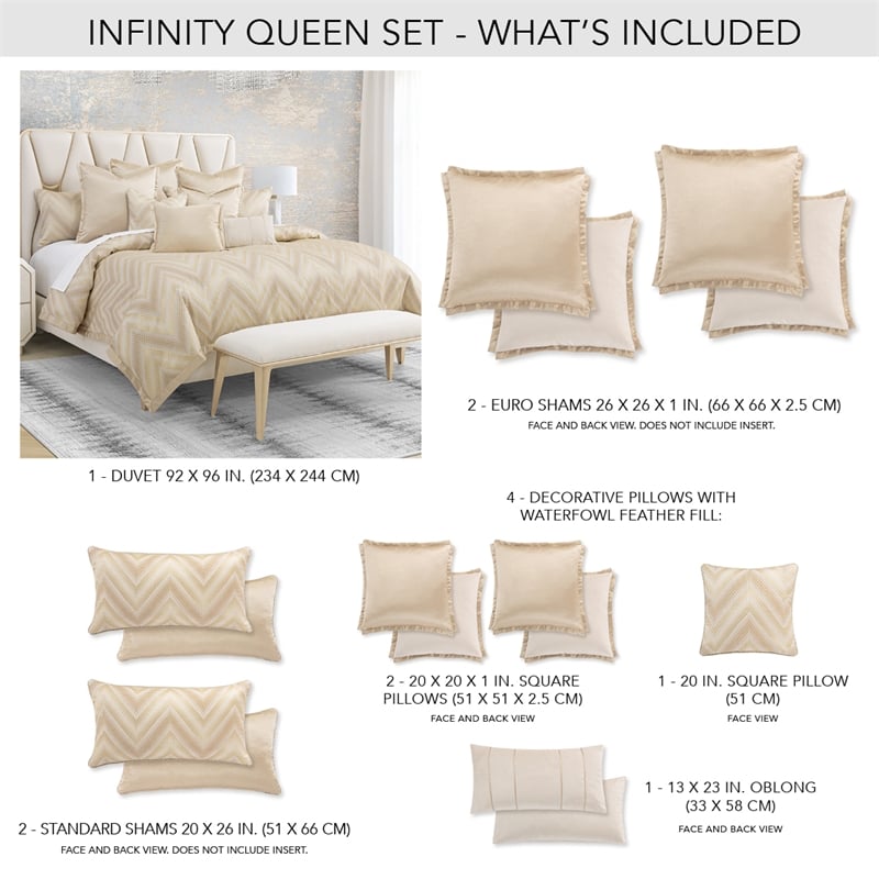 Michael Amini Infinity 9-Piece Queen Duvet Set - Gold
