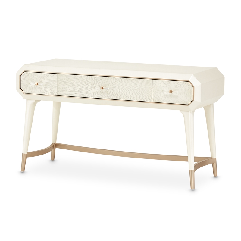 Michael Amini La Rachelle Vanity and Mirror Set in Champagne Ivory & Chardonnay