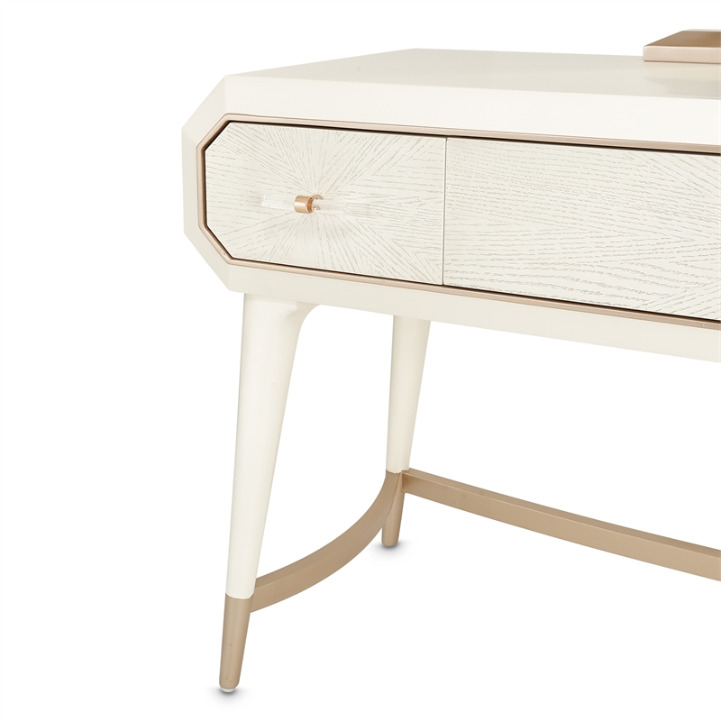 Michael Amini La Rachelle Vanity and Mirror Set in Champagne Ivory & Chardonnay
