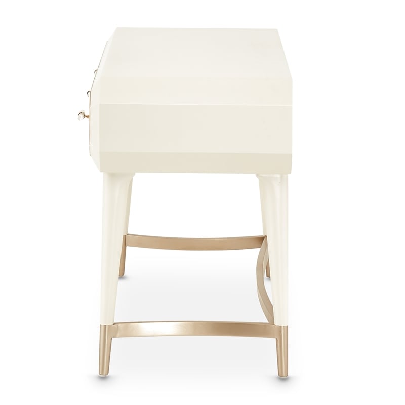 Michael Amini La Rachelle Vanity with Mirror and Chair Set in Champagne Ivory