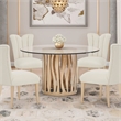 Michael Amini La Rachelle Round Dining Table with Glass Top - Chardonnay Gold