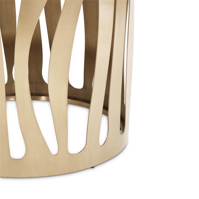 Michael Amini La Rachelle Round Dining Table with Glass Top - Chardonnay Gold