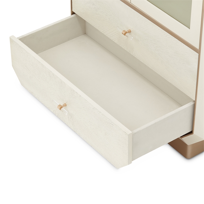 Michael Amini La Rachelle Display Cabinet with LED Lighting - Champagne Ivory