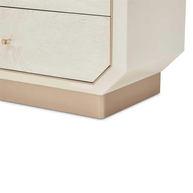 Michael Amini La Rachelle Display Cabinet with LED Lighting - Champagne Ivory