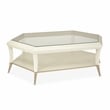 Michael Amini La Rachelle Hexagon Glass Cocktail Table in Champagne Ivory