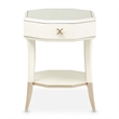 Michael Amini La Rachelle Octagonal End Table with Glass Top - Champagne Ivory