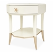 Michael Amini La Rachelle Octagonal End Table with Glass Top - Champagne Ivory