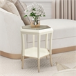 Michael Amini La Rachelle Hexagon Accent Table with Glass Top - Champagne Ivory