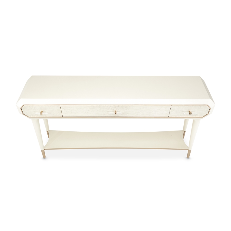 Michael Amini La Rachelle 3 Drawer Console Table in Champagne Ivory
