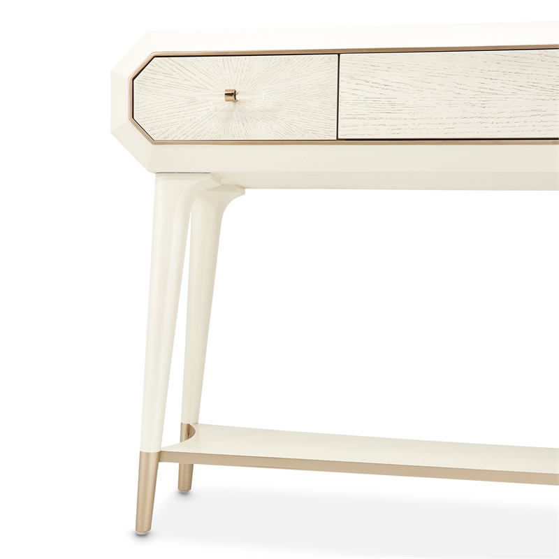 Michael Amini La Rachelle 3 Drawer Console Table in Champagne Ivory