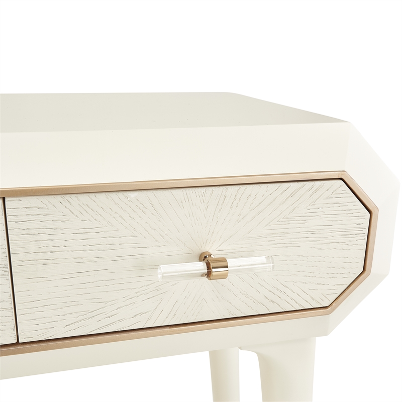 Michael Amini La Rachelle 3 Drawer Console Table in Champagne Ivory
