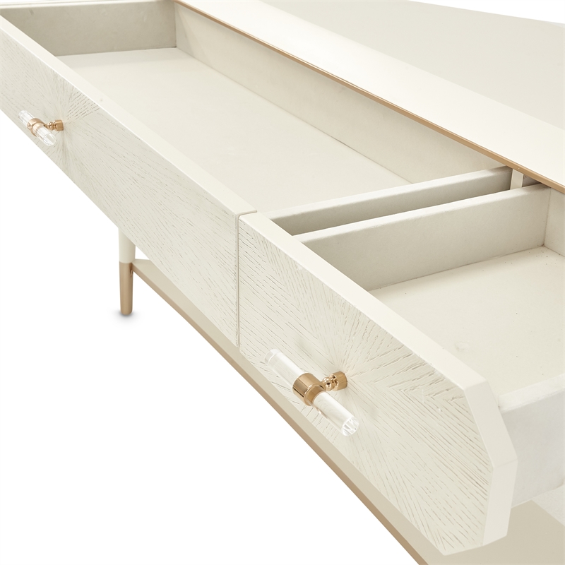 Michael Amini La Rachelle 3 Drawer Console Table in Champagne Ivory