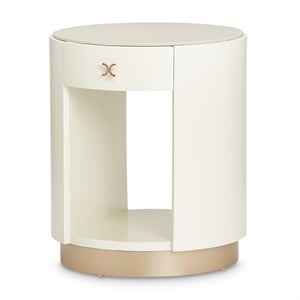 Michael Amini La Rachelle Round End Table with Marble Top - Champagne Ivory