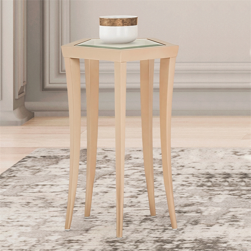 Michael Amini La Rachelle Chairside Table in Chardonnay Gold