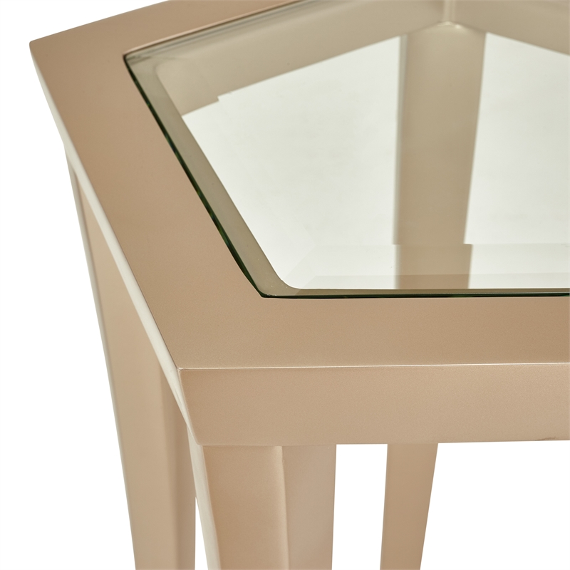Michael Amini La Rachelle Chairside Table in Chardonnay Gold