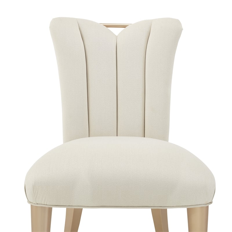 Michael Amini La Rachelle Dining Side Chair in Champagne Ivory Jacquard Set of 2