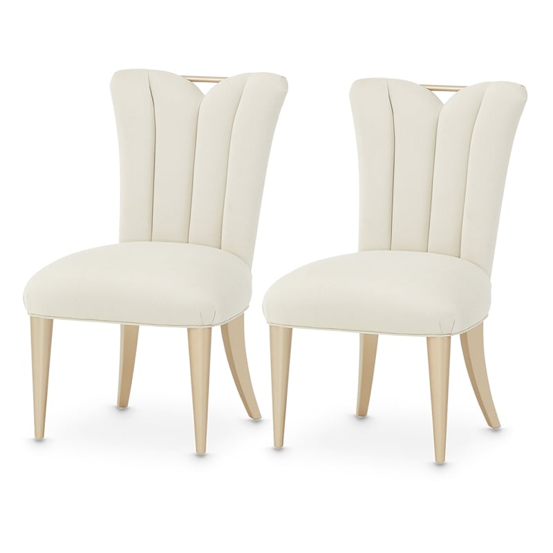 Michael Amini La Rachelle Dining Side Chair in Champagne Ivory Jacquard Set of 2