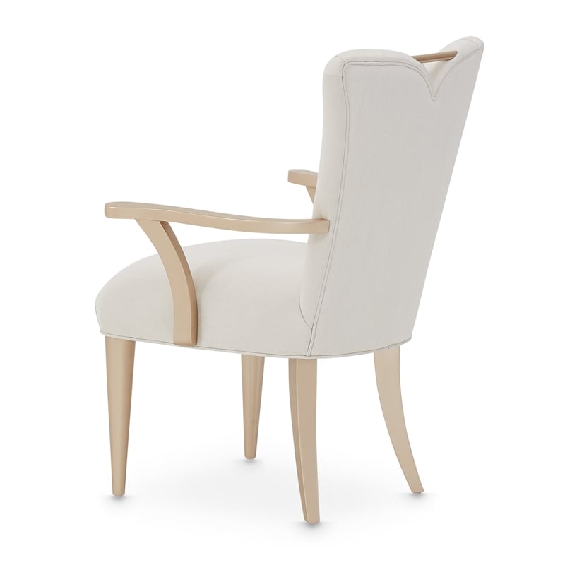 Michael Amini La Rachelle Dining Arm Chair in Champagne Ivory Jacquard Set of 2