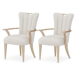 Michael Amini La Rachelle Dining Arm Chair in Champagne Ivory Jacquard Set of 2