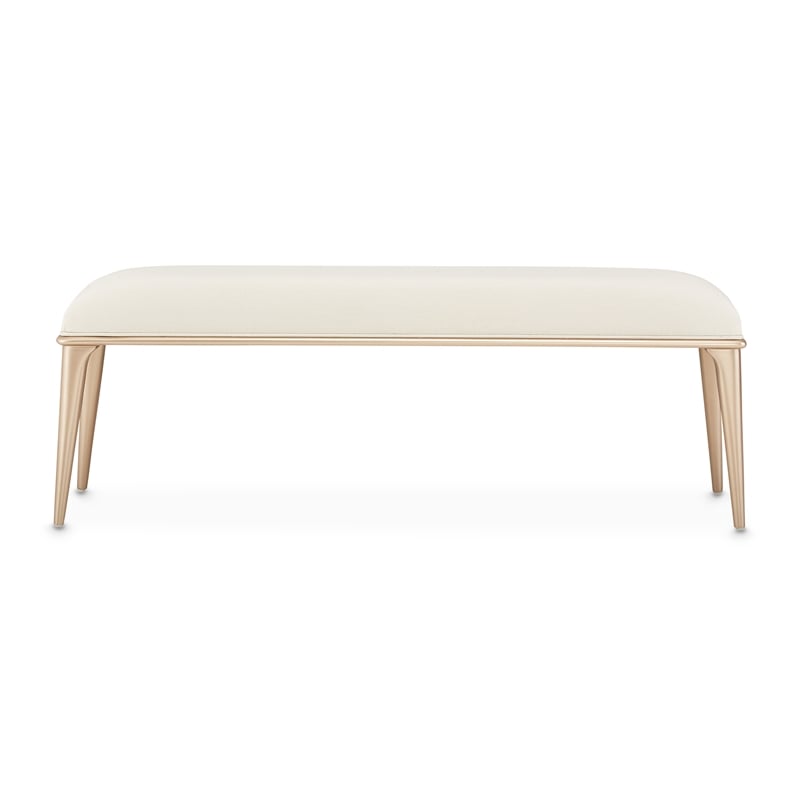 Michael Amini La Rachelle Bed Bench in Champagne Ivory/Chardonnay