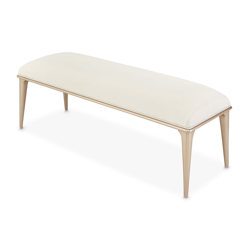 Michael Amini La Rachelle Bed Bench in Champagne Ivory/Chardonnay