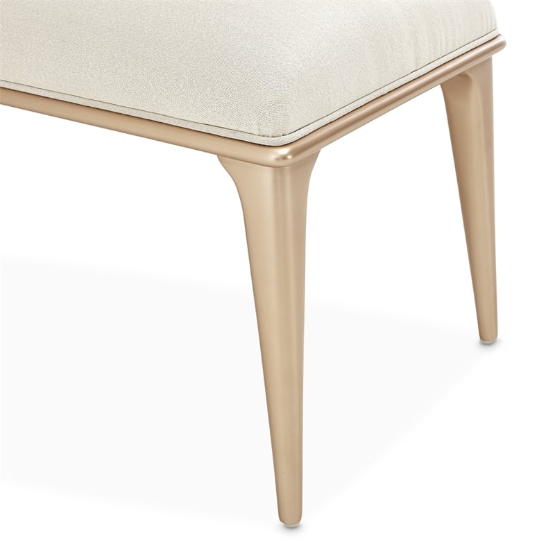 Michael Amini La Rachelle Bed Bench in Champagne Ivory/Chardonnay