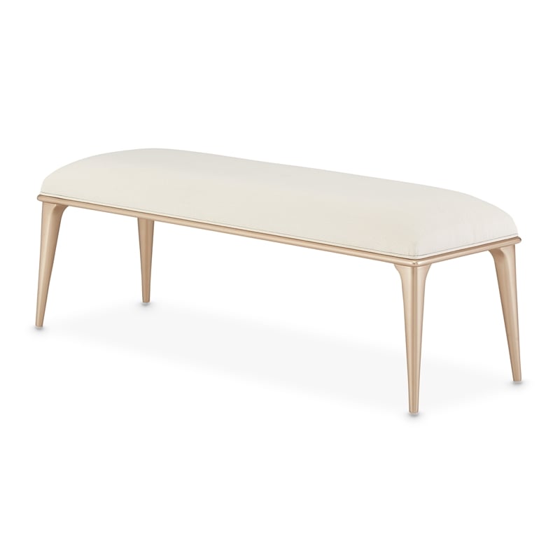 Michael Amini La Rachelle Bed Bench in Champagne Ivory/Chardonnay