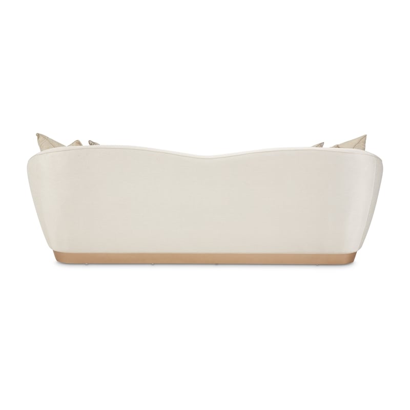 Michael Amini La Rachelle Sofa Icicle Ivory and Chardonnay Wood Base