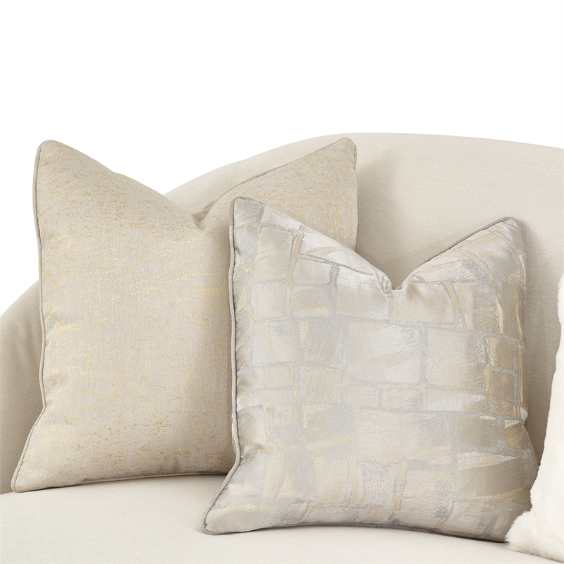 Michael Amini La Rachelle Sofa Icicle Ivory and Chardonnay Wood Base
