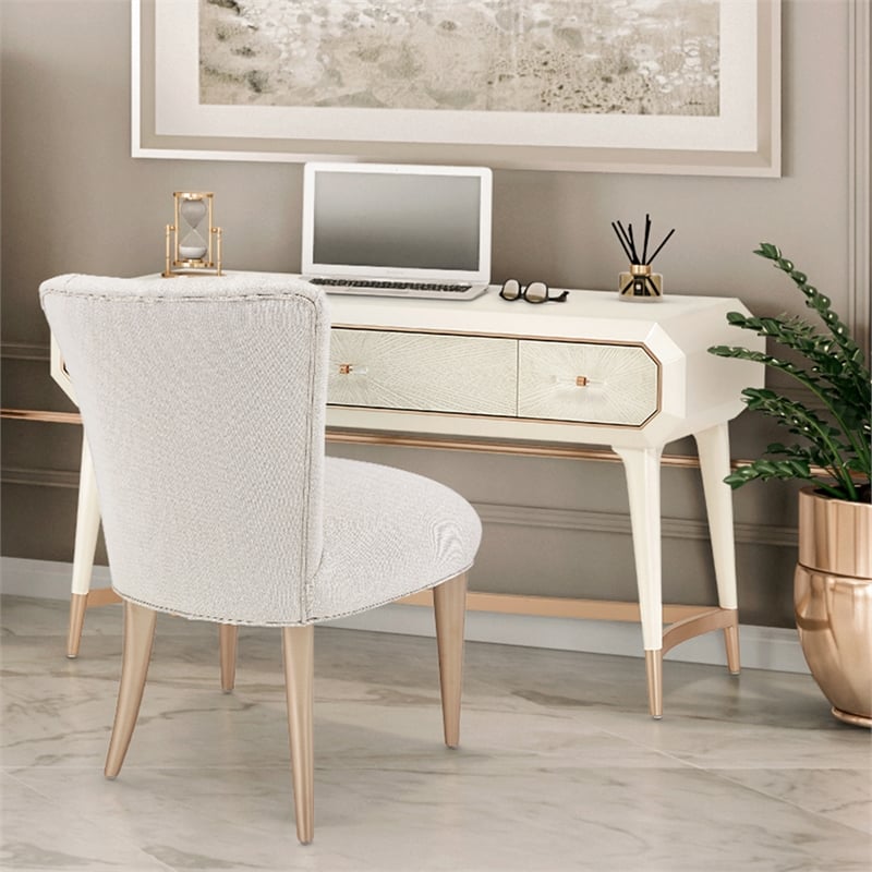 Michael Amini La Rachelle Vanity Chair in Champagne Ivory/Chardonnay