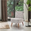 Michael Amini Faux Fur Kitten Accent Chair in Gray and Capri Wood