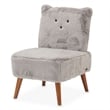Michael Amini Faux Fur Kitten Accent Chair in Gray and Capri Wood