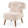 Michael Amini Faux Fur Puppy Accent Chair in Stone Natural and Capri Wood