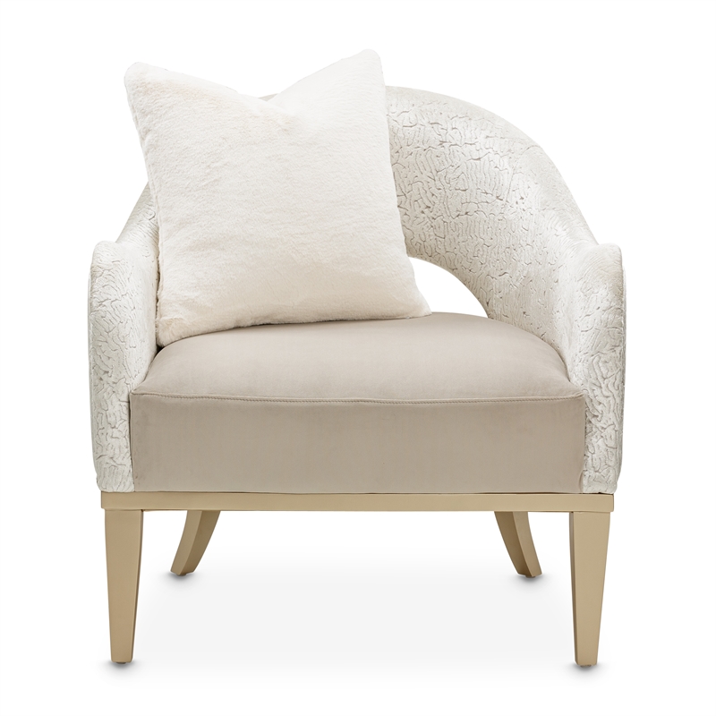 Michael Amini Yvette Accent Chair in Porcini Velvet and Champagne Wood Frame
