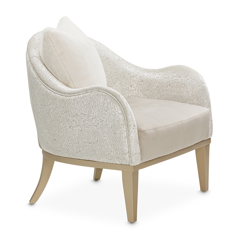 Michael Amini Yvette Accent Chair in Porcini Velvet and Champagne Wood Frame