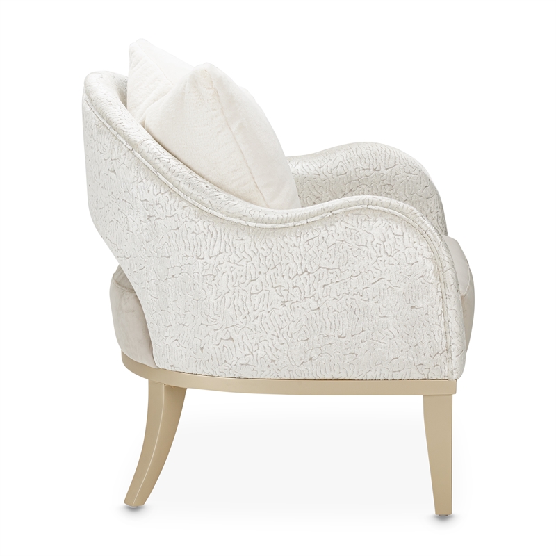 Michael Amini Yvette Accent Chair in Porcini Velvet and Champagne Wood Frame