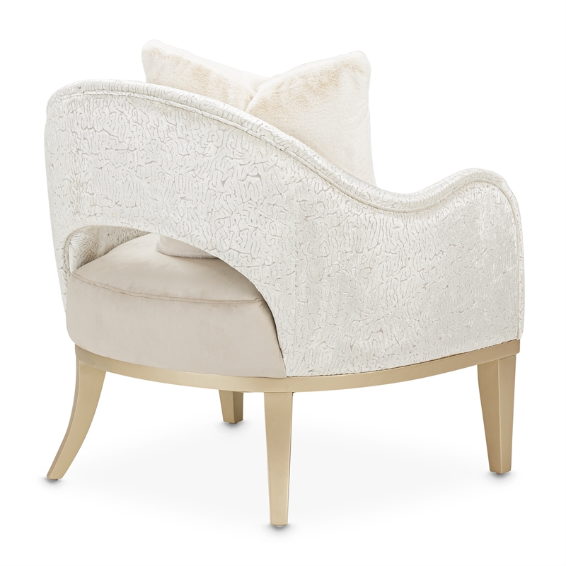 Michael Amini Yvette Accent Chair in Porcini Velvet and Champagne Wood Frame