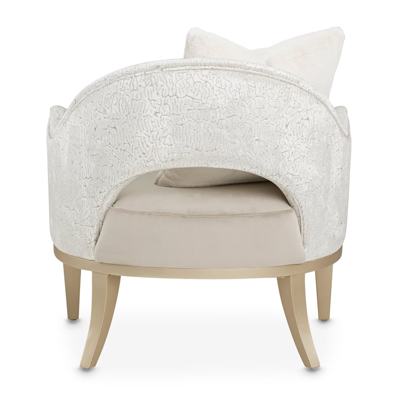 Michael Amini Yvette Accent Chair in Porcini Velvet and Champagne Wood Frame