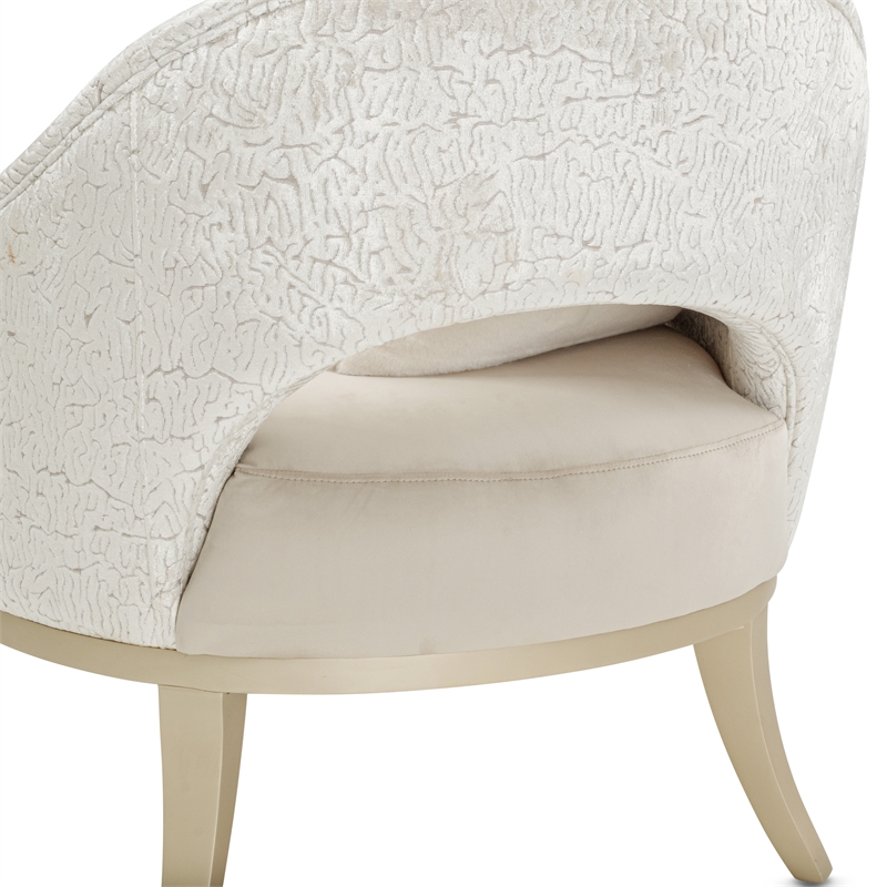 Michael Amini Yvette Accent Chair in Porcini Velvet and Champagne Wood Frame