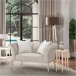 Michael Amini Yvette Chair and a Half in Porcini Velvet and Champagne Wood Frame